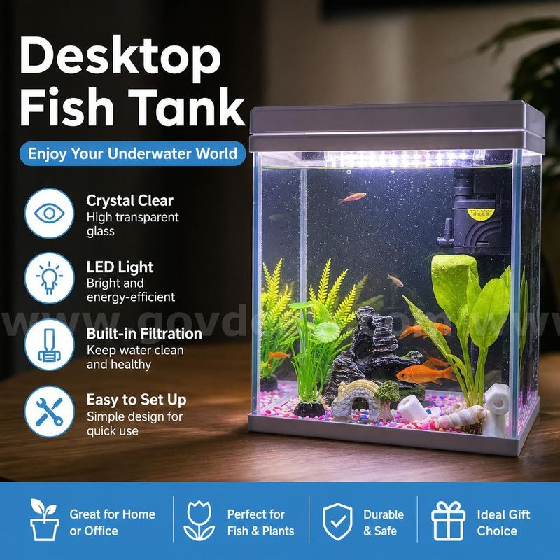 SHIPPING AVAILABLE Glass Fish Tank (W7” × L9” × H10”) –( 6-02) Tank Only, Accessories Not Included