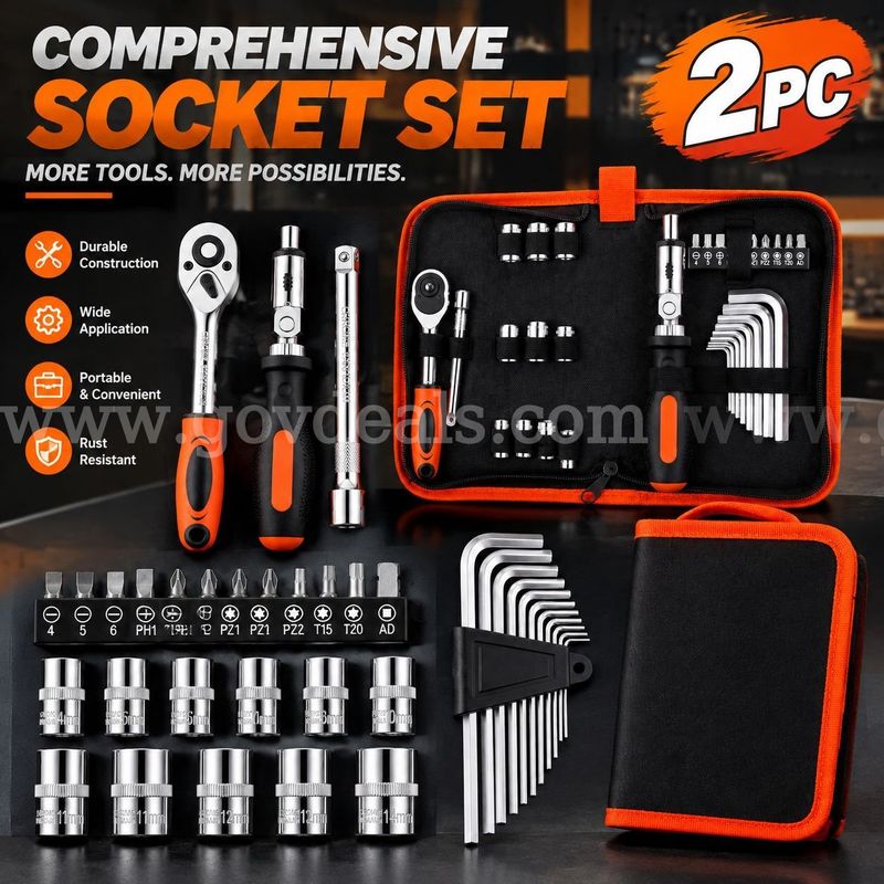 SHIPPING AVAILABLE Lot of 2 New 24-Piece Mechanic Tool Set, Household Hand Tools Kit in Box (AA-01)