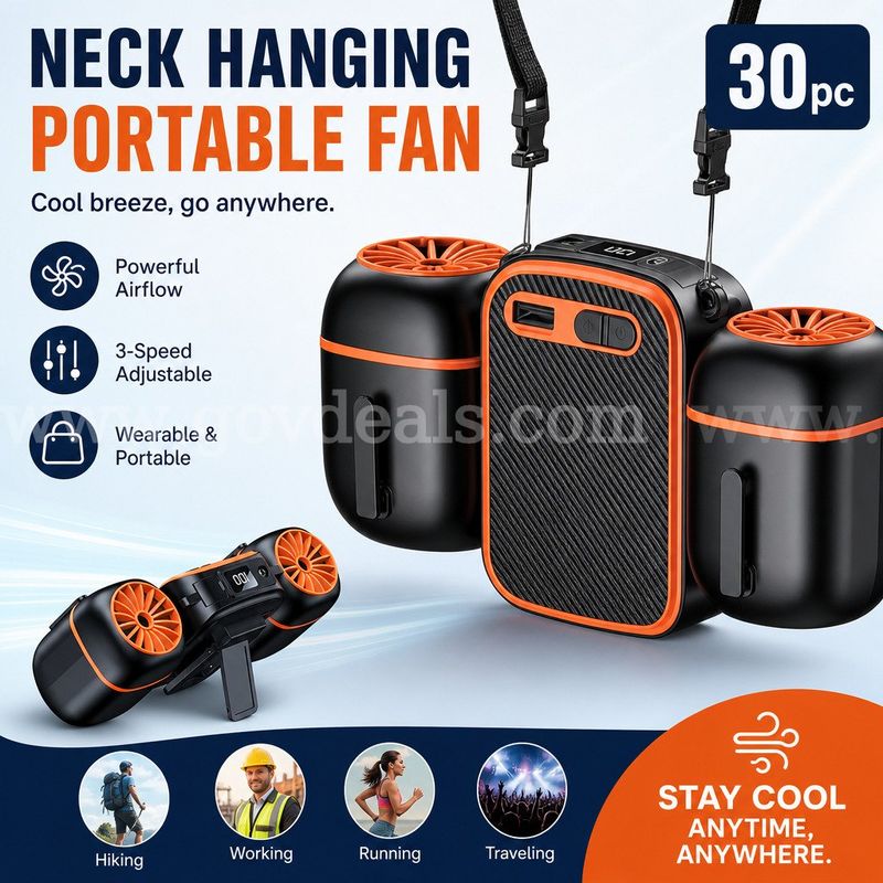 SHIPPING AVAILABLE lot of 30 Portable Waist Fan with Dual Fans, 10000mAh Rechargeable Wearable Belt Clip Fan (AA-03)