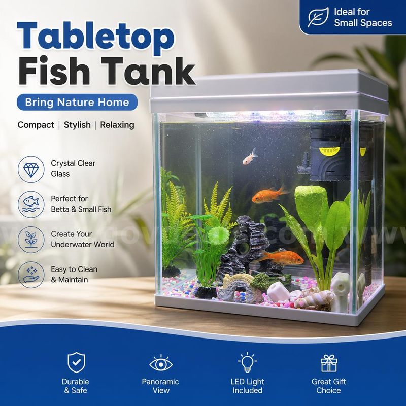 SHIPPING AVAILABLE Glass Fish Tank (W7” × L9” × H10”) –( 6-02) Tank Only, Accessories Not Included