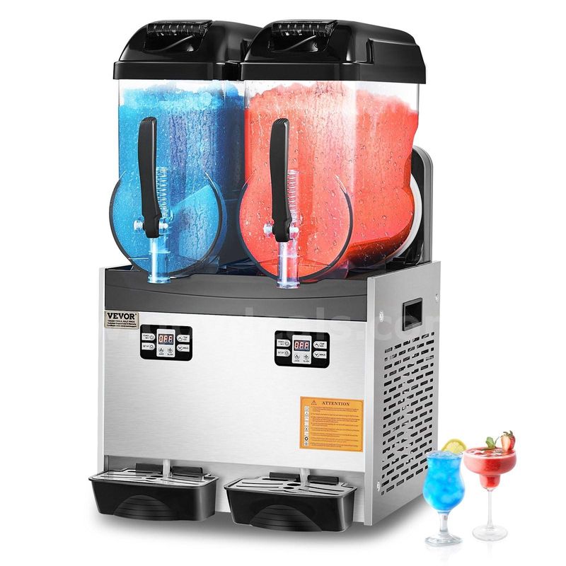Brand New VEVOR Commercial Slushy Machine, 12Lx2 Double Tank Frozen Drink Machine, 96 Cups Stainless Steel (S2-01)