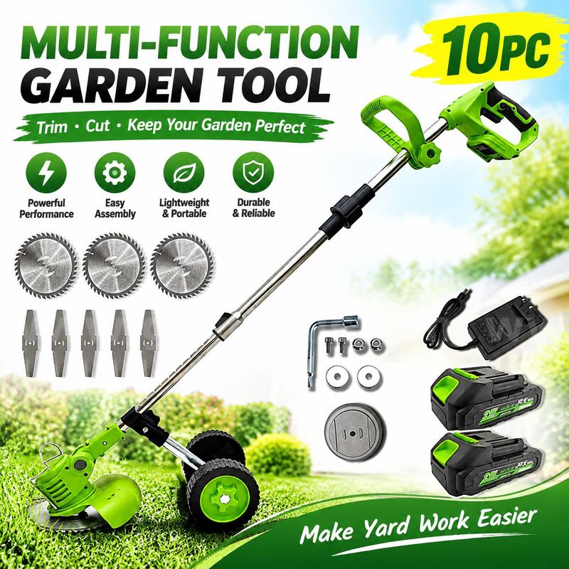 SHIPPING AVAILABLE Lot of 10 Cordless Weed Eater with Wheels, 21V Electric Grass Trimmer Edger with 2 Batteries(M-1)