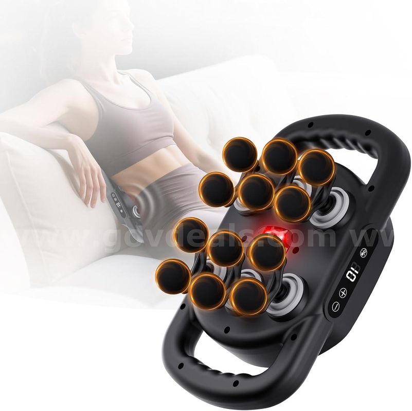 Shipping Available Handheld 12-Head Deep Tissue Muscle Percussion Massager for Body Pain Relief