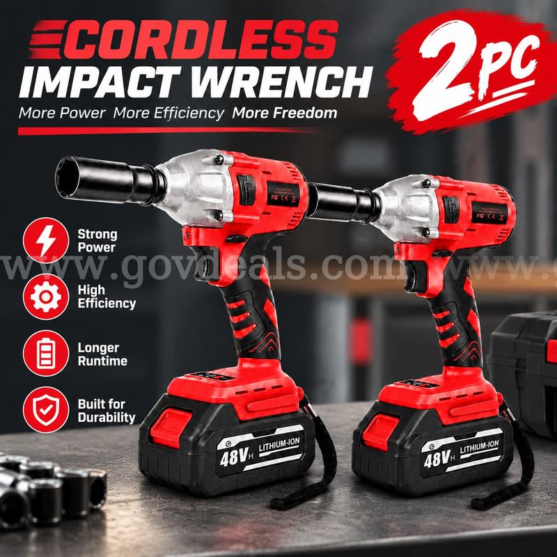 SHIPPING AVAILABLE 2 sets 48V Cordless Impact Wrench 650N.m Brushless Electric Impact Gun 2 Batteries Hard Case(B2-01)