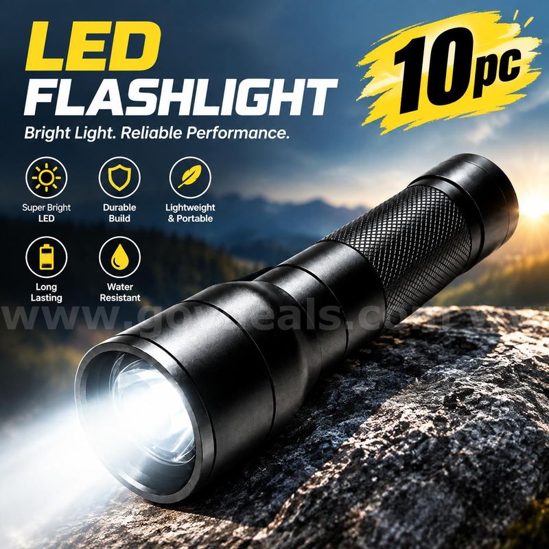 SHIPPING AVAILABLE lot of 10 Zoom Tactical LED Flashlight 5 Light Modes Waterproof Hand Torch Outdoor Camping (4389)