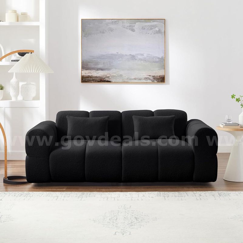 SHIPPING AVAILABLE 80" Oversized Black Boucle Modern Loveseat Sofa - Deep Seat Cloud Couch for Living Room (A-103)