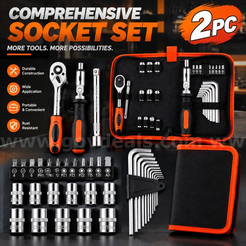 SHIPPING AVAILABLE Lot of 2 New 24-Piece Mechanic Tool Set, Household Hand Tools Kit in Box (AA-01)