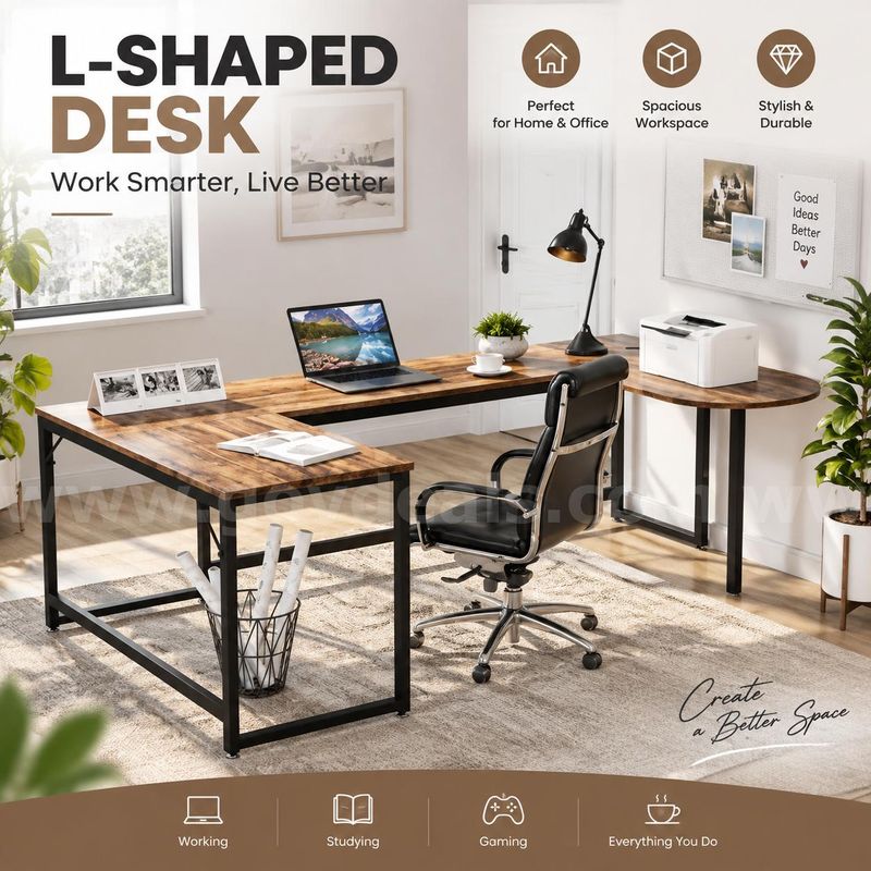 SHIPPING AVAILABLE Tribesigns U Shaped Desk, Large L-Shaped Desk Corner Computer Office Desk Writing Table (A1-011)