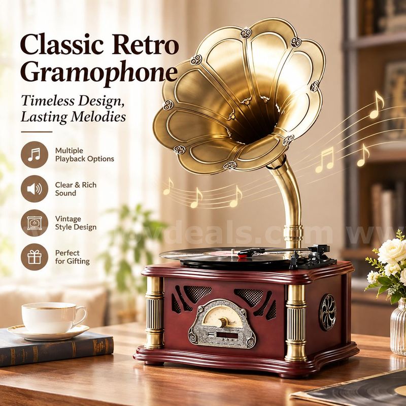SHIPPING AVAILABLE Record Players Retro,Turntable Retro Gramophone Loudspeaker Record (B1-008)