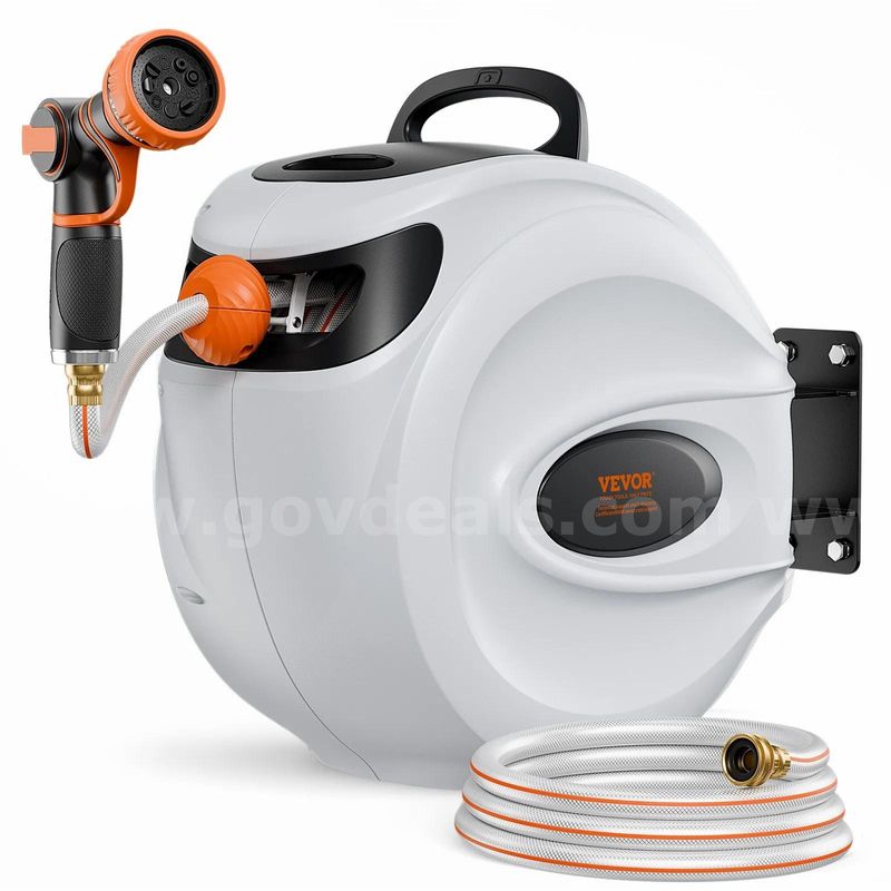 SHIPPING AVAILABLE VEVOR 84 ft x 5/8" Retractable Garden Water Hose Reel w/ 9-Pattern Nozzle(AA4-01)