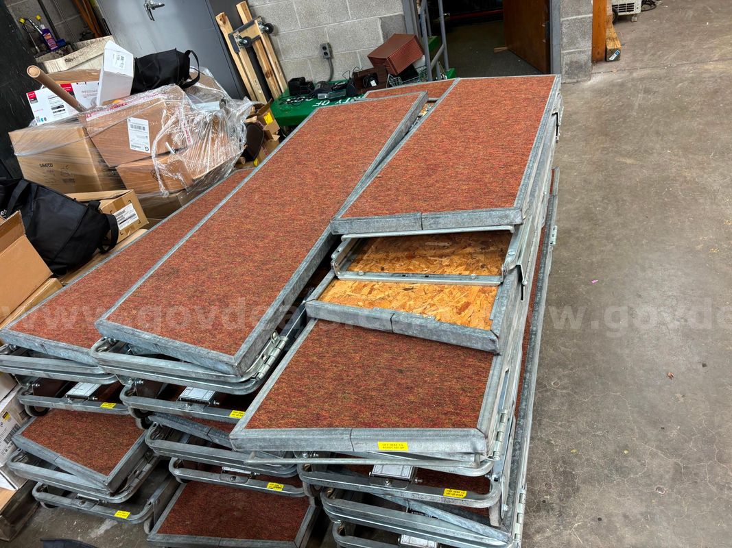 portable folding stage platforms (portable staging decks/choral riser platforms).