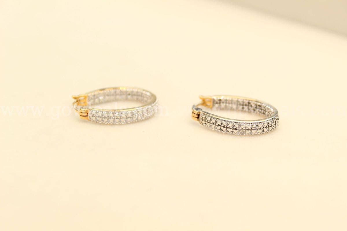 Vintage Gold Plated Diamond Hoop Earrings