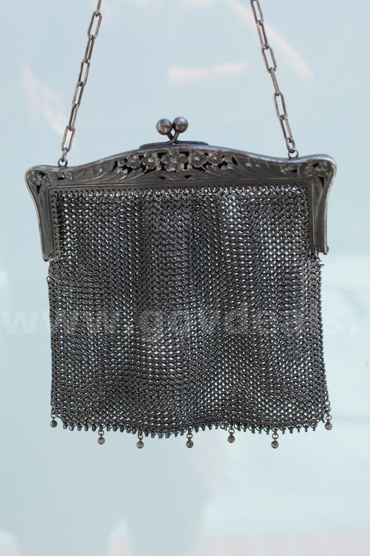 Antique Edwardian Handmade Metal Mesh Evening Purse