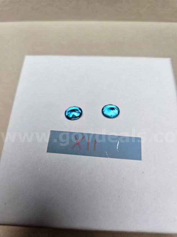 Natural Brazilian Oval Checkboard AAA Vivid Swiss Blue Topaz (Matched Pair) - 5.5 Total Carats