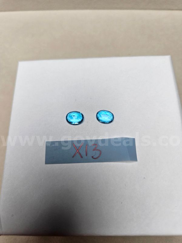 Natural Brazilian Oval Checkboard AAA Vivid Swiss Blue Topaz (Matched Pair) - 4 Total Carats