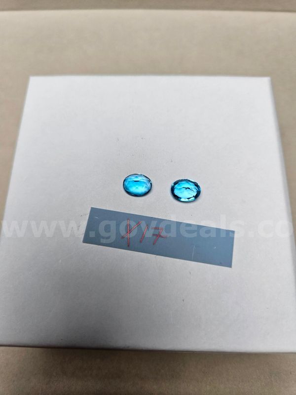 Natural Brazilian Oval Checkboard AAA Vivid Swiss Blue Topaz (Matched Pair) - 4.5 Total Carats