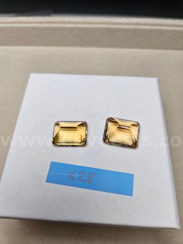 Natural Madagascar Square Emerald Cut AAA Citrine (Matched Pair) - 44.50 Total Carats
