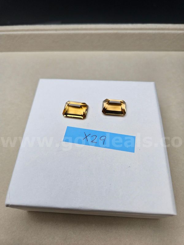 Natural Madagascar Square Emerald Cut AAA Citrine (Matched Pair) - 5 Total Carats