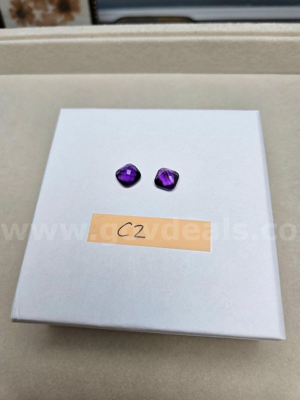 Natural Brazil Cushion Cut AAA Amethyst (Matched Pair) - 5.9 Total Carats