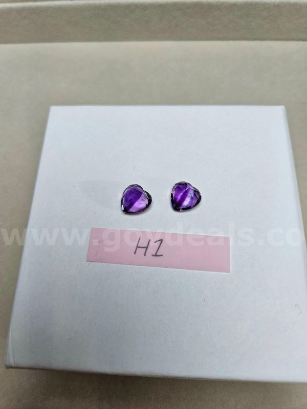 Natural Brazil Heart Cut AAA Amethyst (Matched Pair) - 7.2 Total Carats