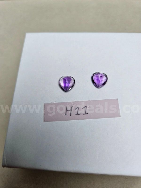 Natural Brazil Heart Cut AAA Amethyst (Matched Pair) - 6.6 Total Carats