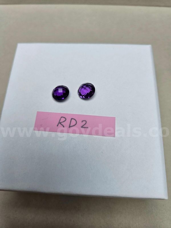 Natural Brazil Round Checkerboard Faceted AAA Amethyst (Matched Pair) - 6.9 Total Carats