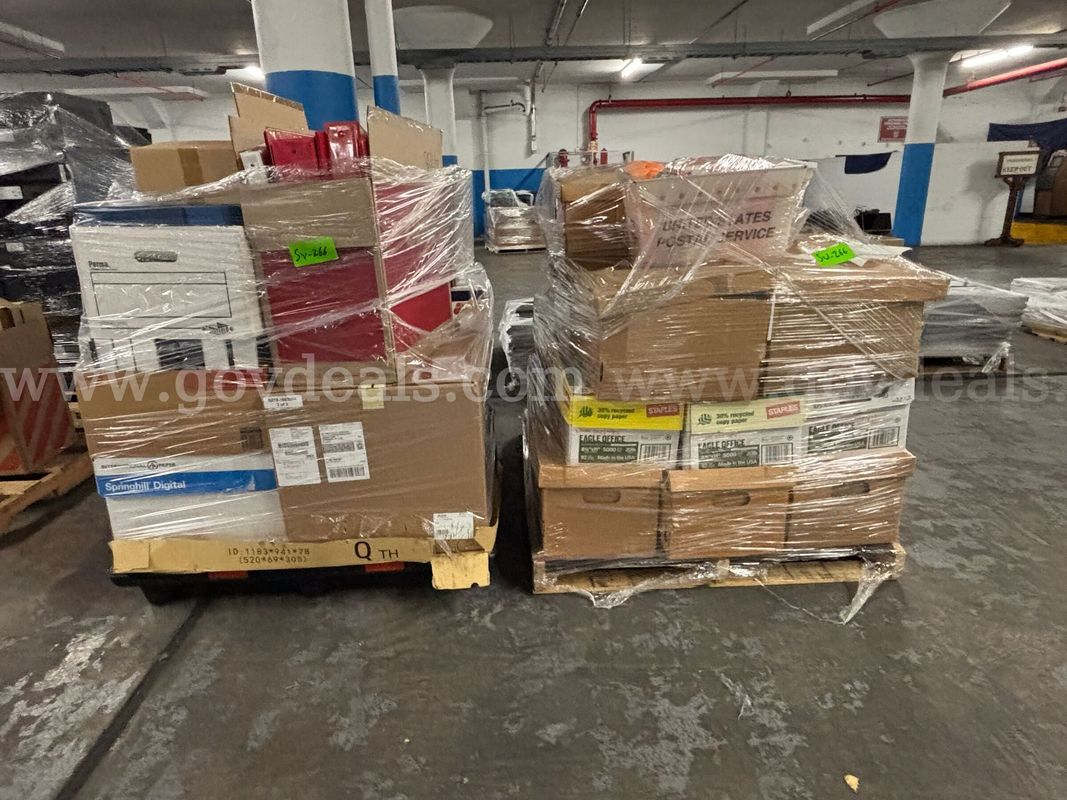 2 Pallets of Colored Copy Paper, Office Supplies, Binders & Mixed Office Electronics (PICK-UP ONLY)