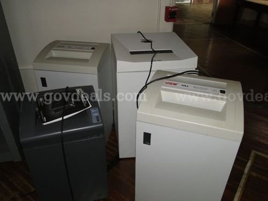 Lot of (4) Commercial Office Paper Shredders Including HSM Shredder
