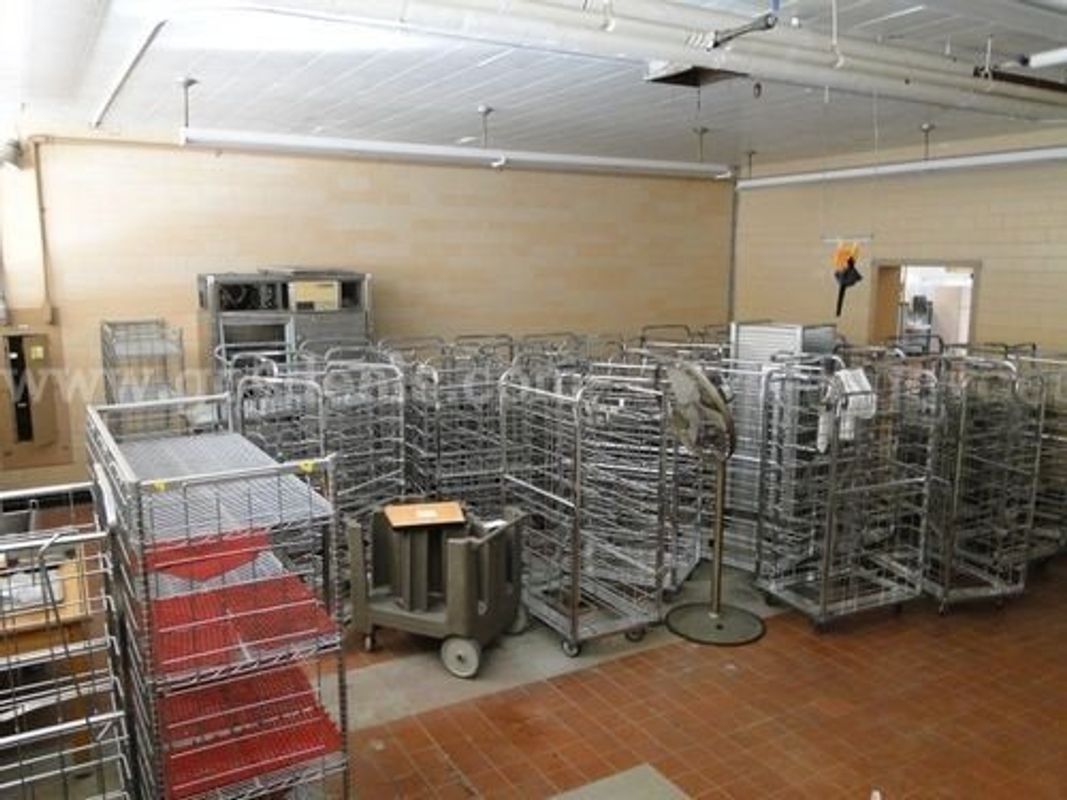 Cafeteria Equipment Lot Including Tray Trucks, Tray Carts, Dish Holder & Refrigerator (PICK-UP ONLY)