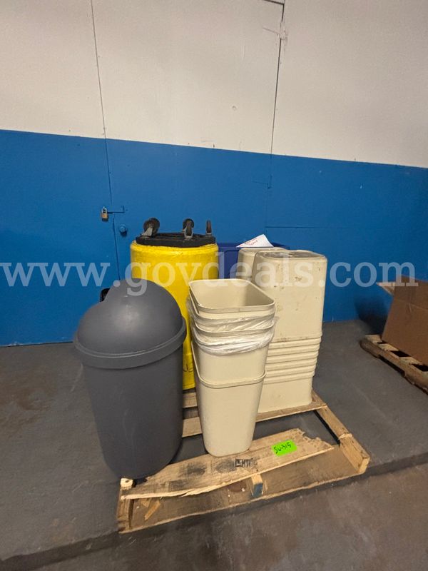1 Pallet of Various Trash Cans & Waste Receptacles, Approx. 16 Cans Total (PICK-UP ONLY)