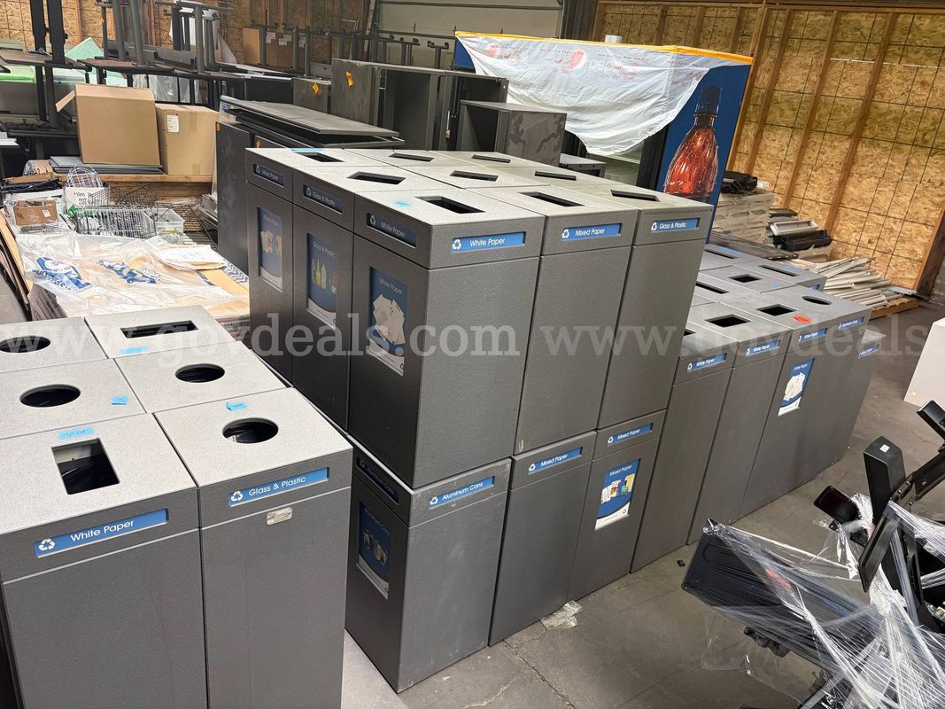 40 Recycling Collection Bins - White Paper, Mixed Paper, Aluminum, Plastic & Glass