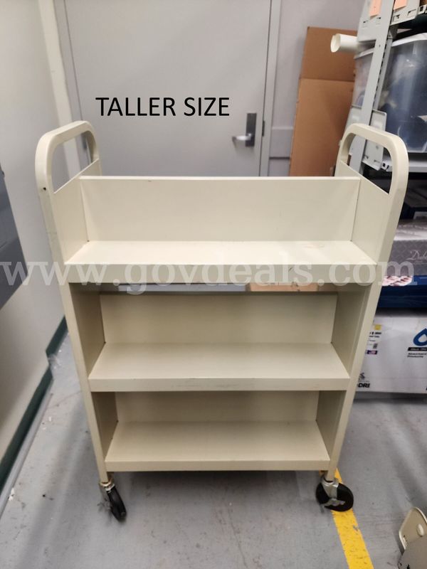 Four rolling metal book cart #3 (Taller size: 48" H 31" W X 17" D)