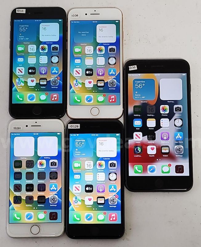 Lot of (5) Apple iPhones – iPhone 8 & 8 Plus – Reset/Activated – Ready for Use