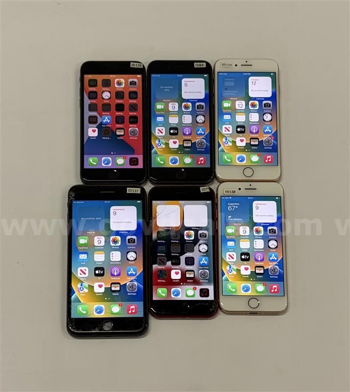 Lot of (6) Apple iPhones – iPhone 8 & 8 Plus – 64GB – Reset & Activated (RA) – Grade B/C/D – Clean IMEI – Parts/Repair