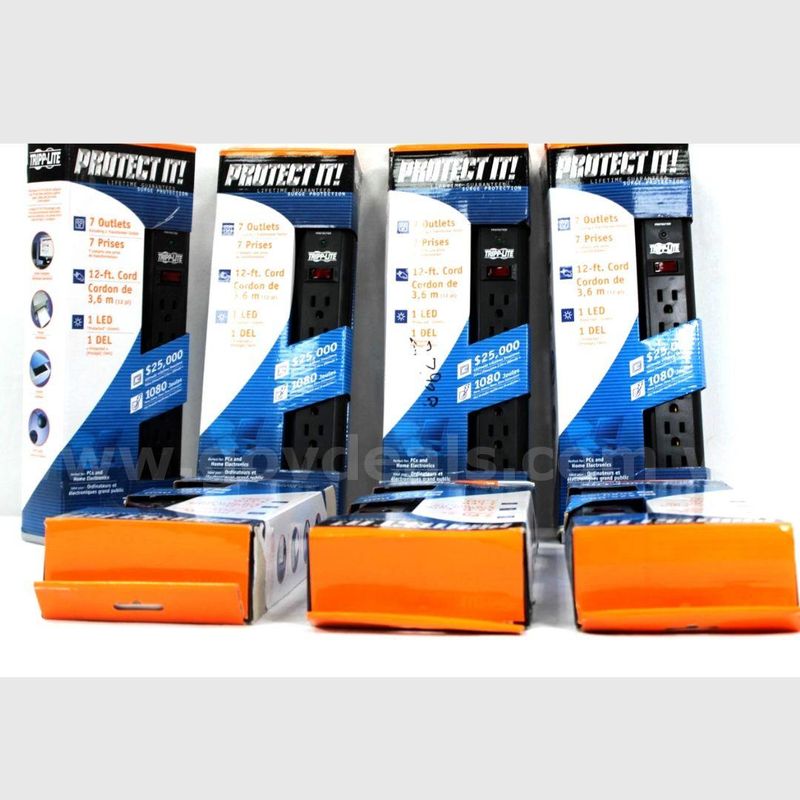 LOT OF 7* Tripp Lite TLP712B Protect It 7-Outlet Surge Protector (12ft Cord)