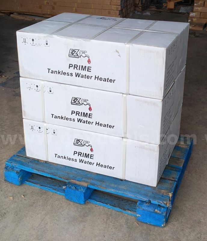 Pallet of Natural Gas Forced Air Tankless Water Heaters - EZ Prime