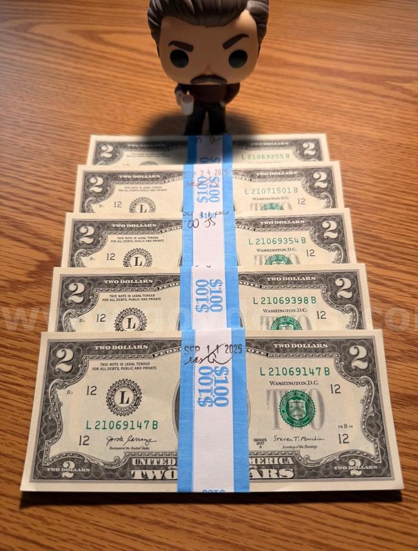 50x Uncirculated Sequential Serial # Crisp Two Dollar # $2 Bill