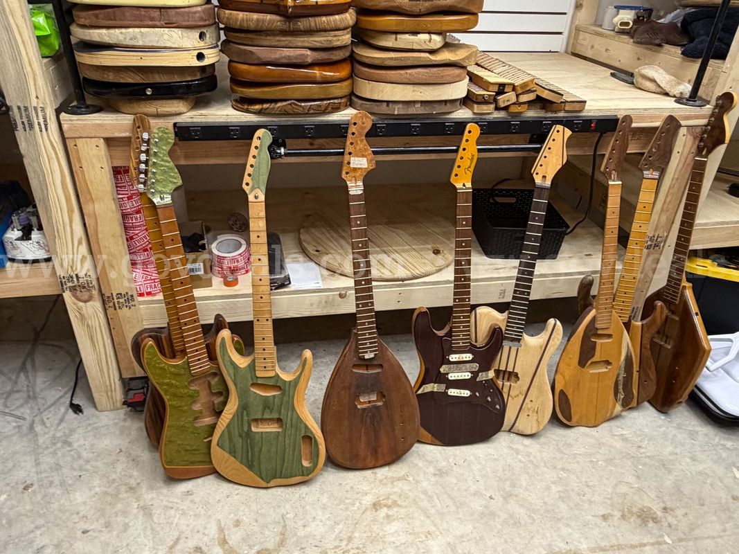 Large Luthier Lot – Approx. 45 Guitar Bodies, Necks, Pickguards & Parts – Fender-Style Projects
