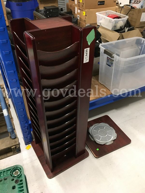 Dark Brown Wooden Rotating Magazine Display