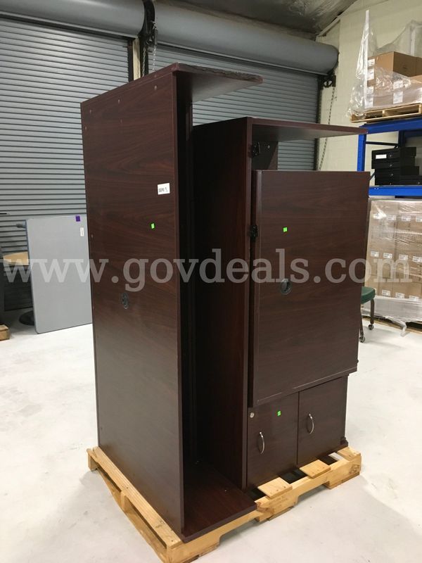 Dark Brown Wooden Office Desk Set