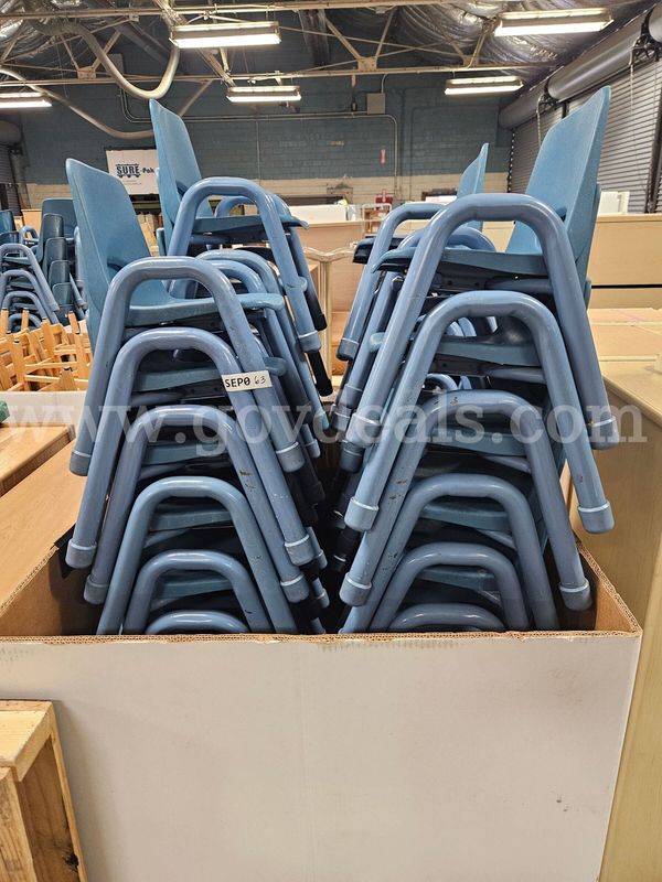 Qty 40 Kids Blue Chairs Stackable