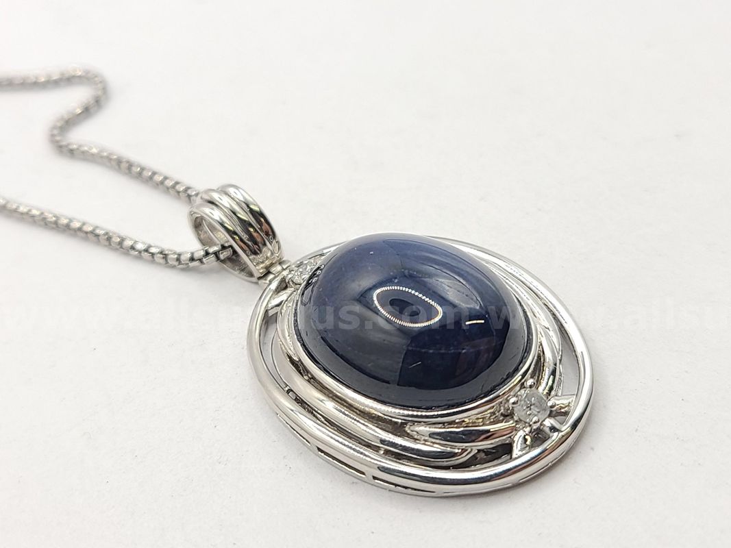 Stunning Diamond & Star Sapphire Corundum Pendant and Chain 36.33 ctw