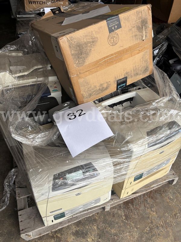 Pallet of Printers and Paper Shredders