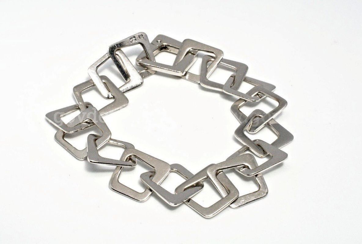 Custom Solid 18KT White Gold Link Italian Made Bracelet