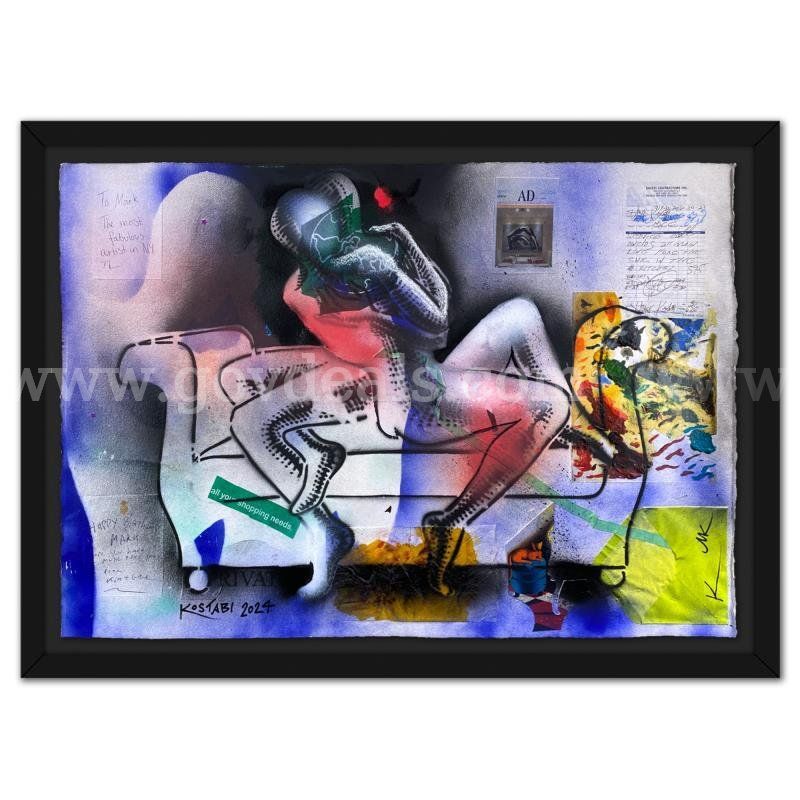 Mark Kostabi, "Embrace of Reminiscence" Original Fine Art