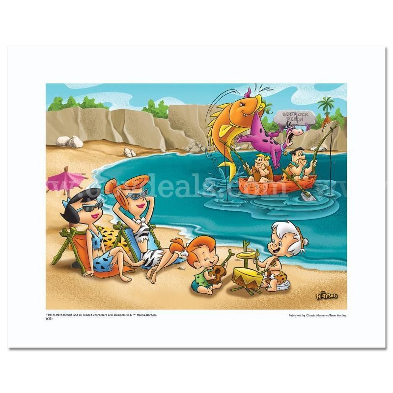 The Flintstones, "A Day at the Beach" Limited Edition Fine Art