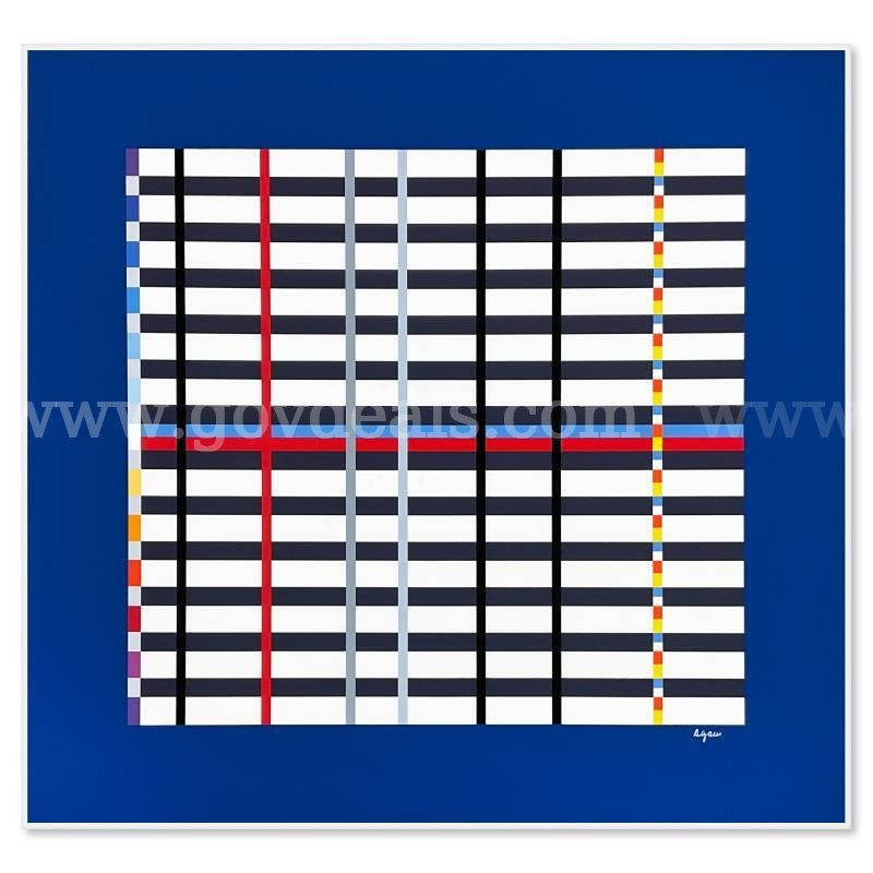 Yaacov Agam, "Hommage du Mondrian (Dark Blue)" Limited Edition Fine Art