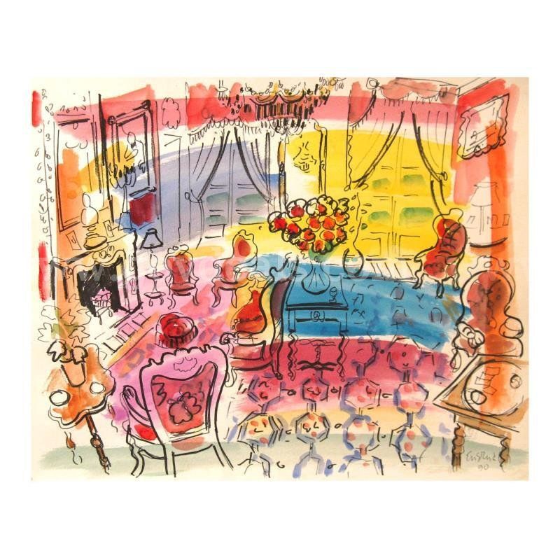 Wayne Ensrud, "Salon Rouge of Chateau Lafite-Rothschild" Original Fine Art
