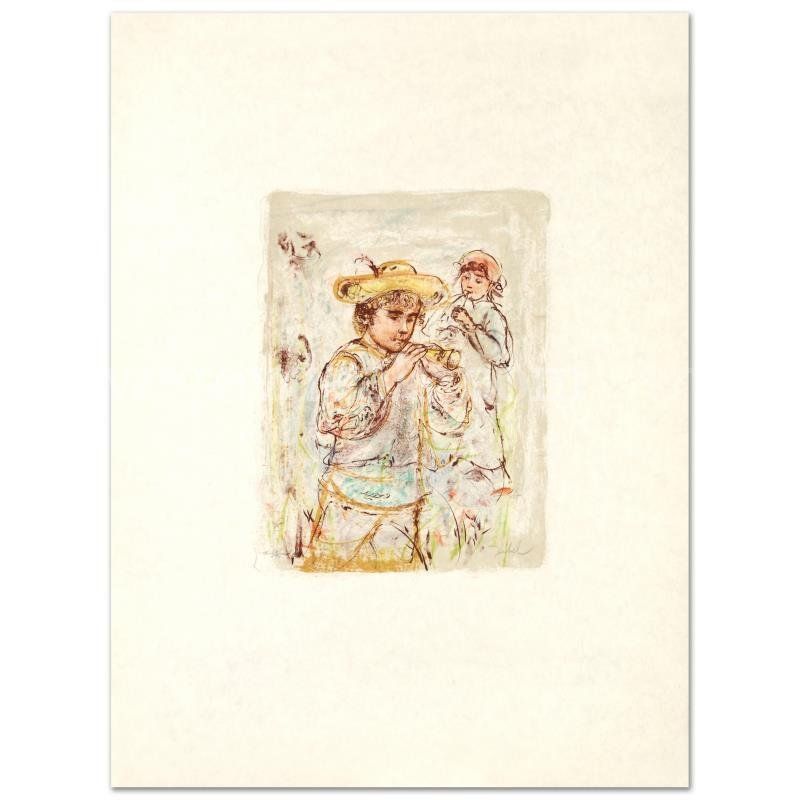 Edna Hibel (1917-2014), "Boy with Horn" Limited Edition Fine Art