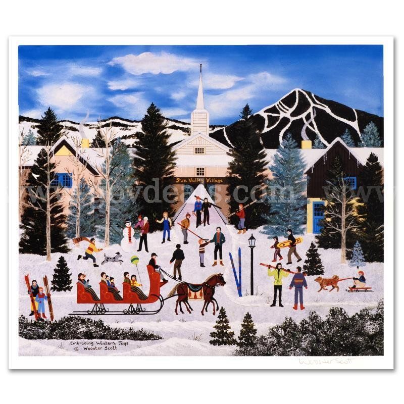 Jane Wooster Scott, "Embracing Winter's Joys" Limited Edition Fine Art